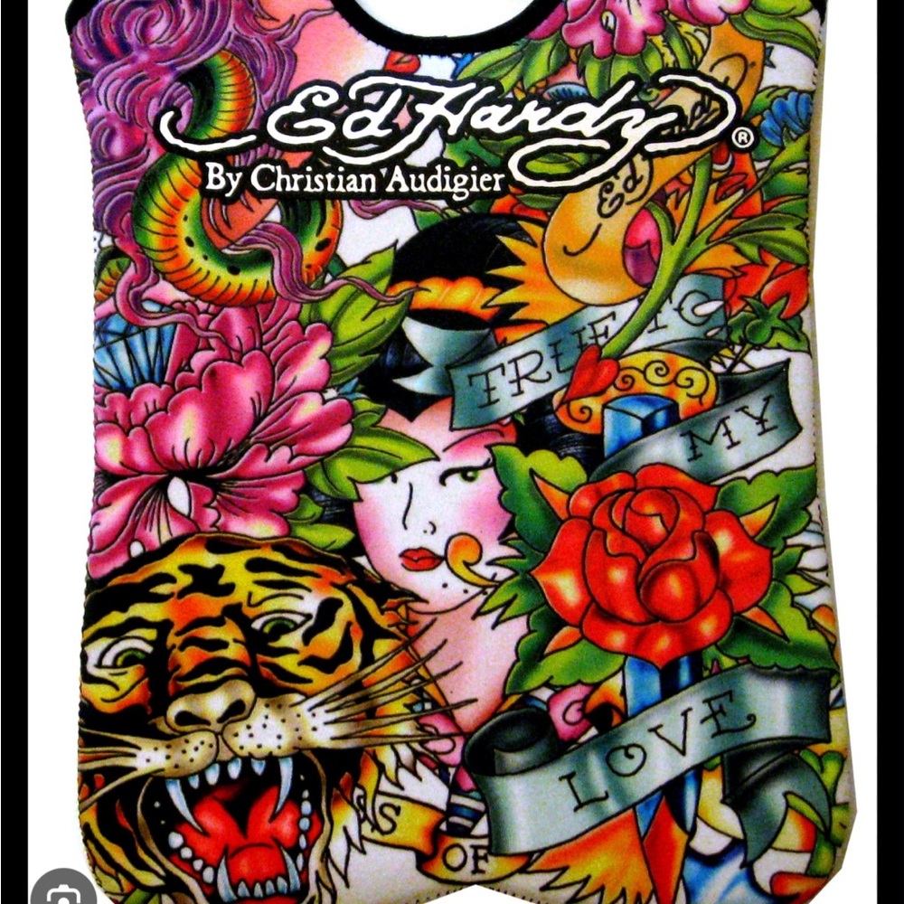 Ed Hardy Designs By Christian Audigier Neoprene 2 Bottle Beverage Tote
